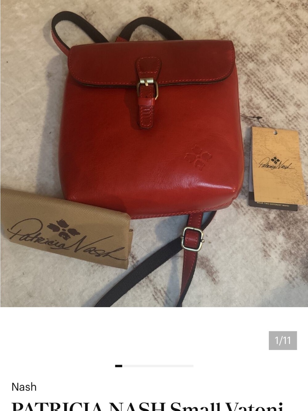 Patricia Nash Red Leather Backpack Sling